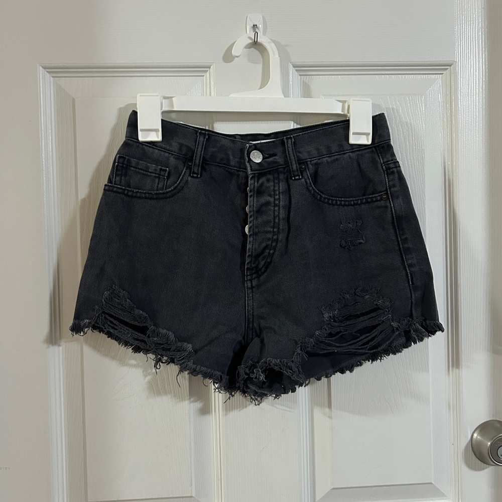 PacSun Charcoal Distressed Jean Shorts